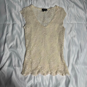 Women's Express Beige Lace V-Neck Tank Top M